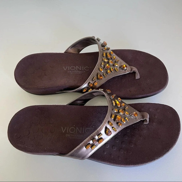 COPY - Vionic Pearl Jeweled Bronze Sandals - Picture 7 of 11